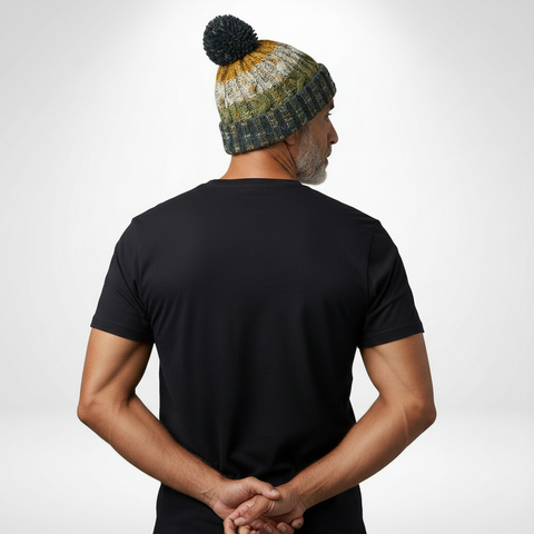 Knitted Bobble Hat - Autumn Moss