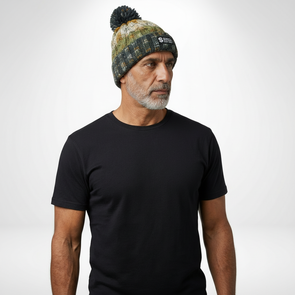 Knitted Bobble Hat Autumn Moss