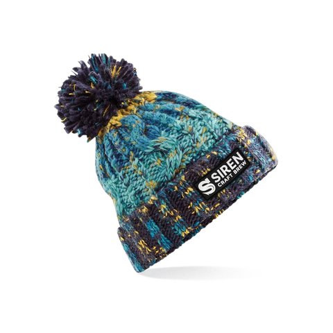 Knitted Bobble Hat - Marine Splash