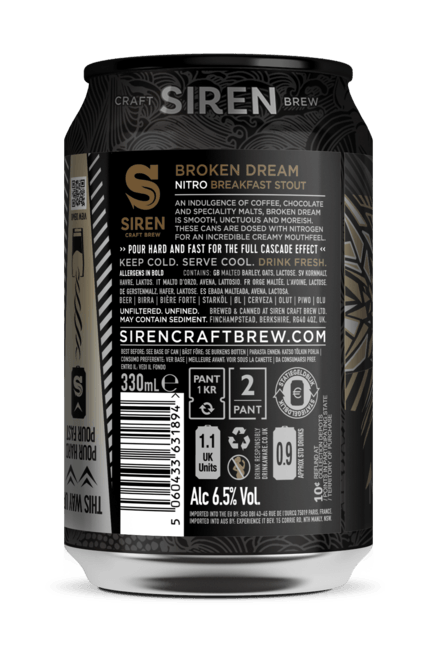 Broken Dream Nitro Breakfast Stout | 6.5% | 330ml  - Siren