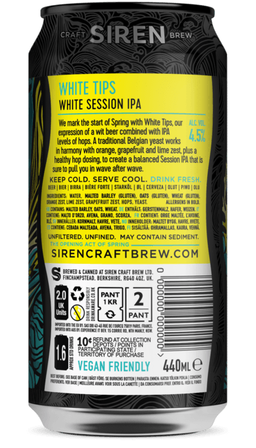 White Tips White Session IPA | 4.5% | 440ml - Siren